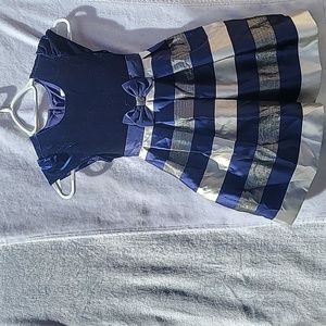 Jona Michelle, Blue,Velvet,Silver, Glitter, Stripe, Holiday, Dress, Size…